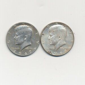 Two JFK Half Dollar Coins - 1966 and 1967